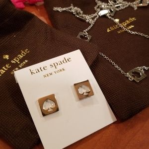 Kate Spade Slvr Hole Pnch Earrings & Necklace Set